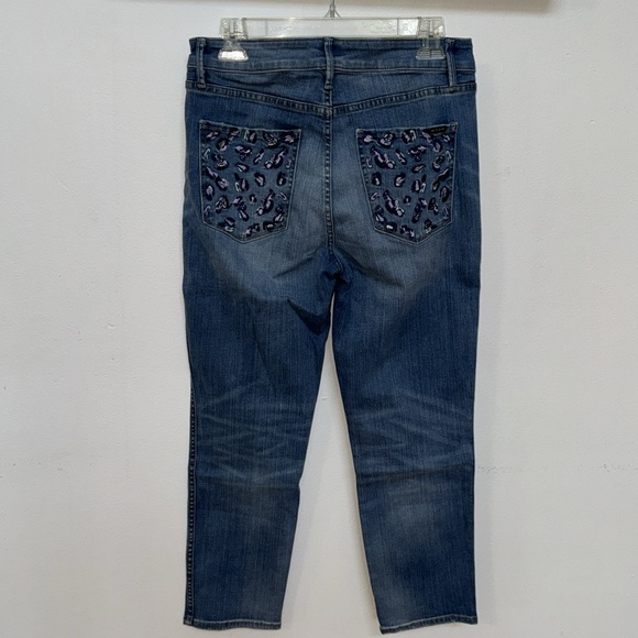 White House Black Market Straight Crop w/Purple Embroidery On Back /5th Pocket - Picture 5 of 10